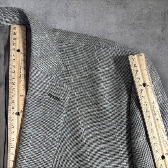 CALVIN KLEIN Men Blazer Sport Coat 2-Button Jacket 42L SILK/WOOL Gray Windowpane - Picture 7 of 10